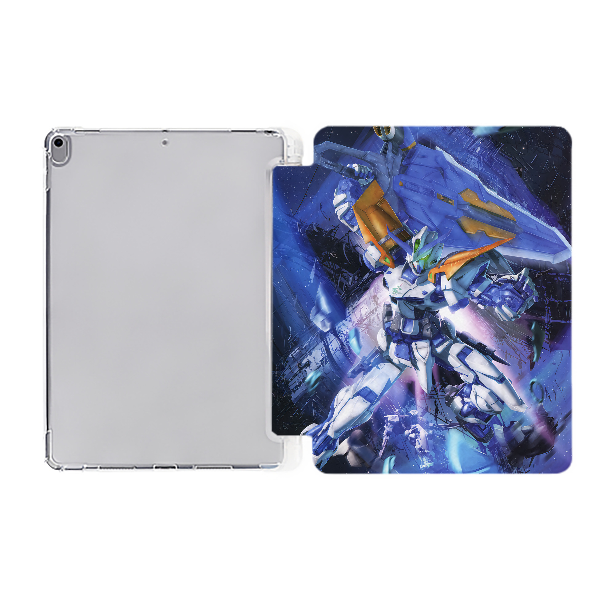 （画像用） 機動戦士ガンダム Mobile Suit Gundam IPad ケース ペン収納付き 三つ折りスタンド PUレザー×シリコン 対応機種9.5/10.5/10.9インチ